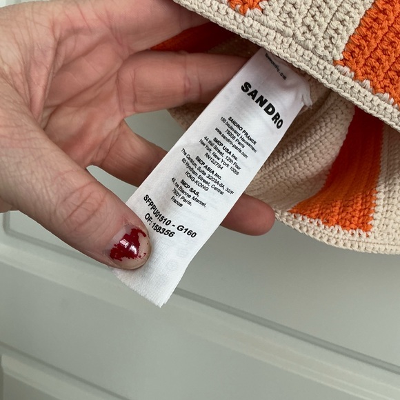 Sandro Cream & Orange Crochet Crop Tank - Picture 4 of 4